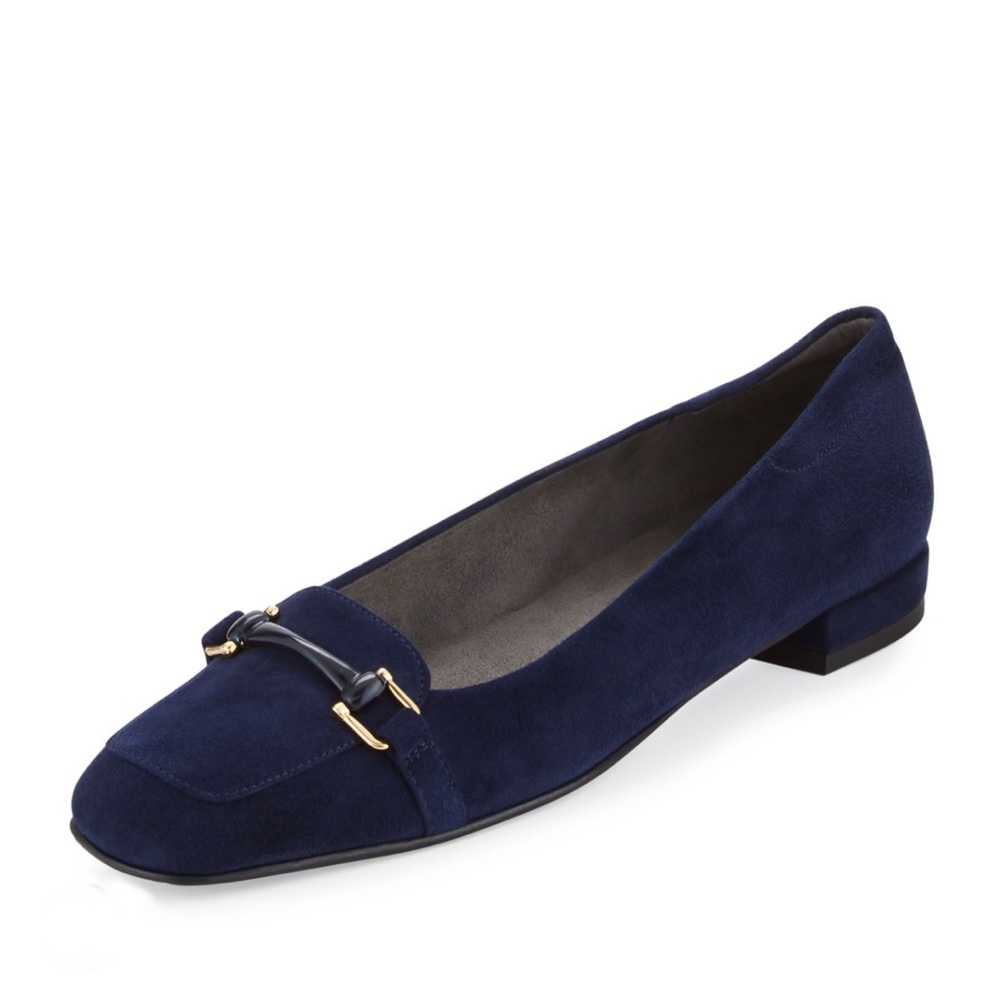 Stuart Weitzman Mocnroll horsebit suede loafers - size 5.5 - black